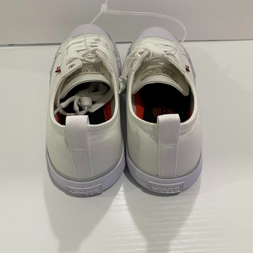 Levis Women's Logo Sneakers Low-Top Shoes White/Grey Sz. 8 - Picture 2 of 10